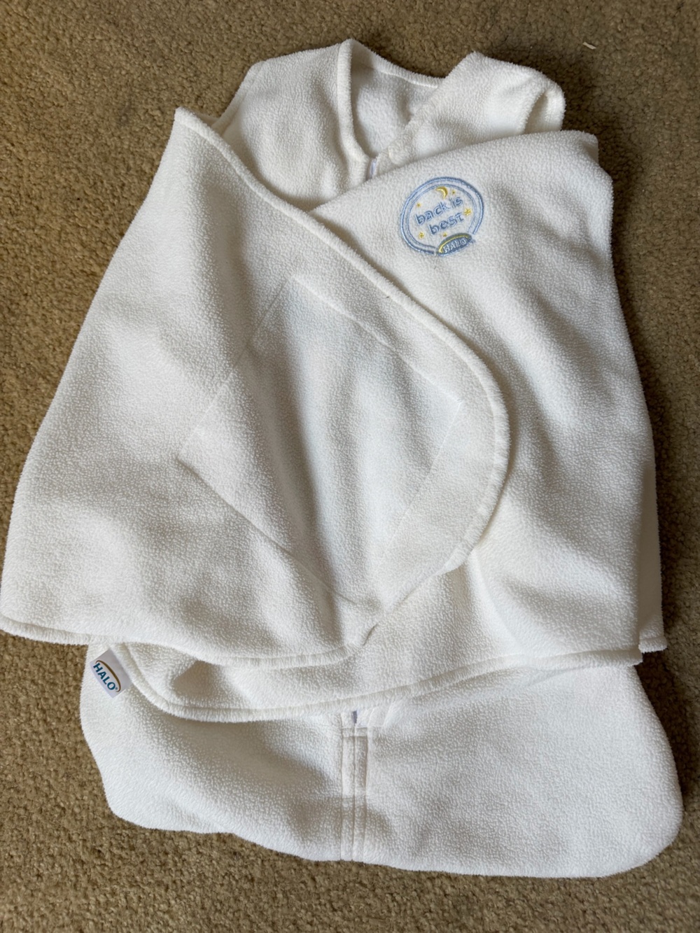 Halo White Hooded Baby Towel with Subtle Embroidered Crest